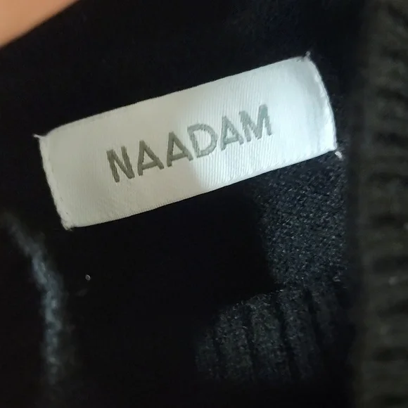 Naadam Asymmetrical Wool Cashmere Hybrid  Turtleneck Midi Sweater Dress - Picture 6 of 10